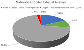 当以天然气为燃料时，典型的锅炉废气的组成