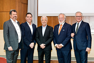 From left: Nils Voermann, Global Managing Director, Advisory, Digital, Environment, and Technologies, Hatch; Stephane Raymond, Regional Managing Director, Hatch; Peter Weber, Managing Partner (CEO), Küttner; Joe Lombard, Global Managing Director, Metals, Hatch; and Karl Isken, Managing Partner (CFO), Küttner